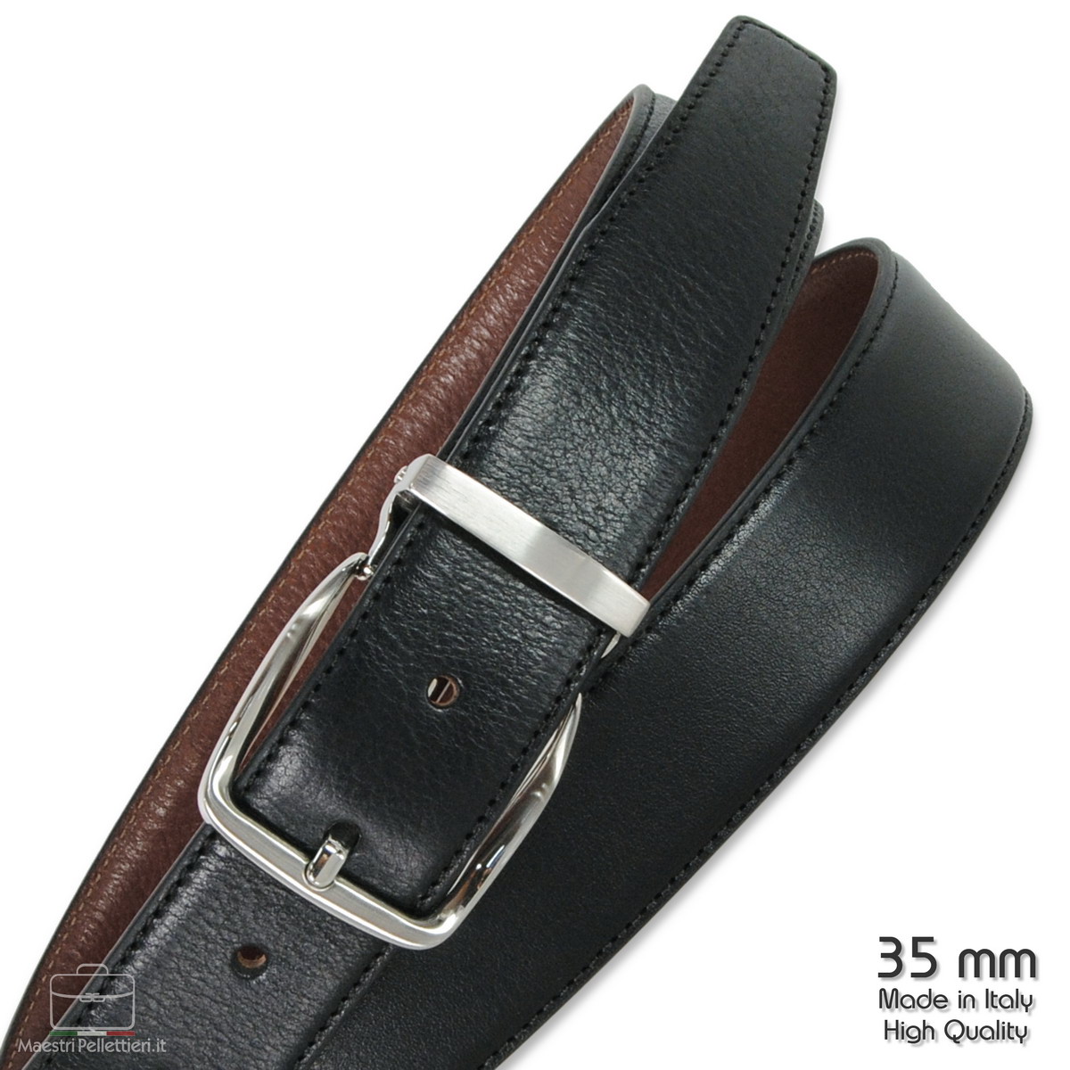 cintura girevole uomo double face in pelle