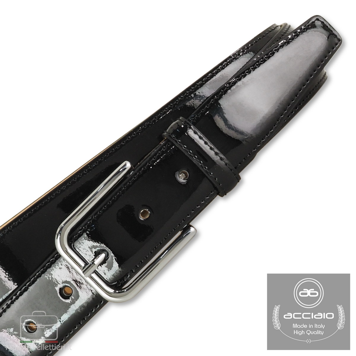 Herren Gürtel Patent glattleder schwarz