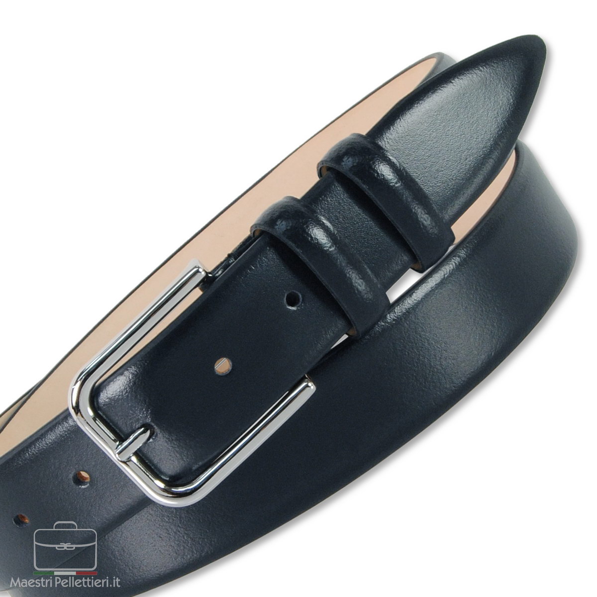 Herren Gürtel Elegant aus glattleder blau