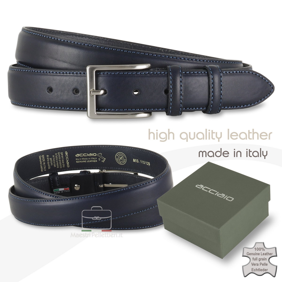cintura classica da uomo colore blu - Adpel