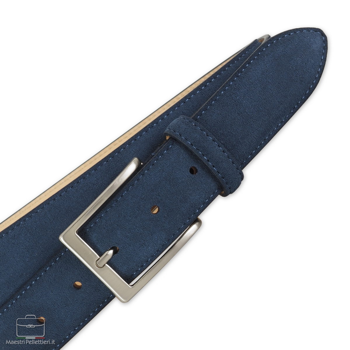 Cintura Uomo Amalfi In Pelle Scamosciata U08211amf Blu Notte - Foto 7