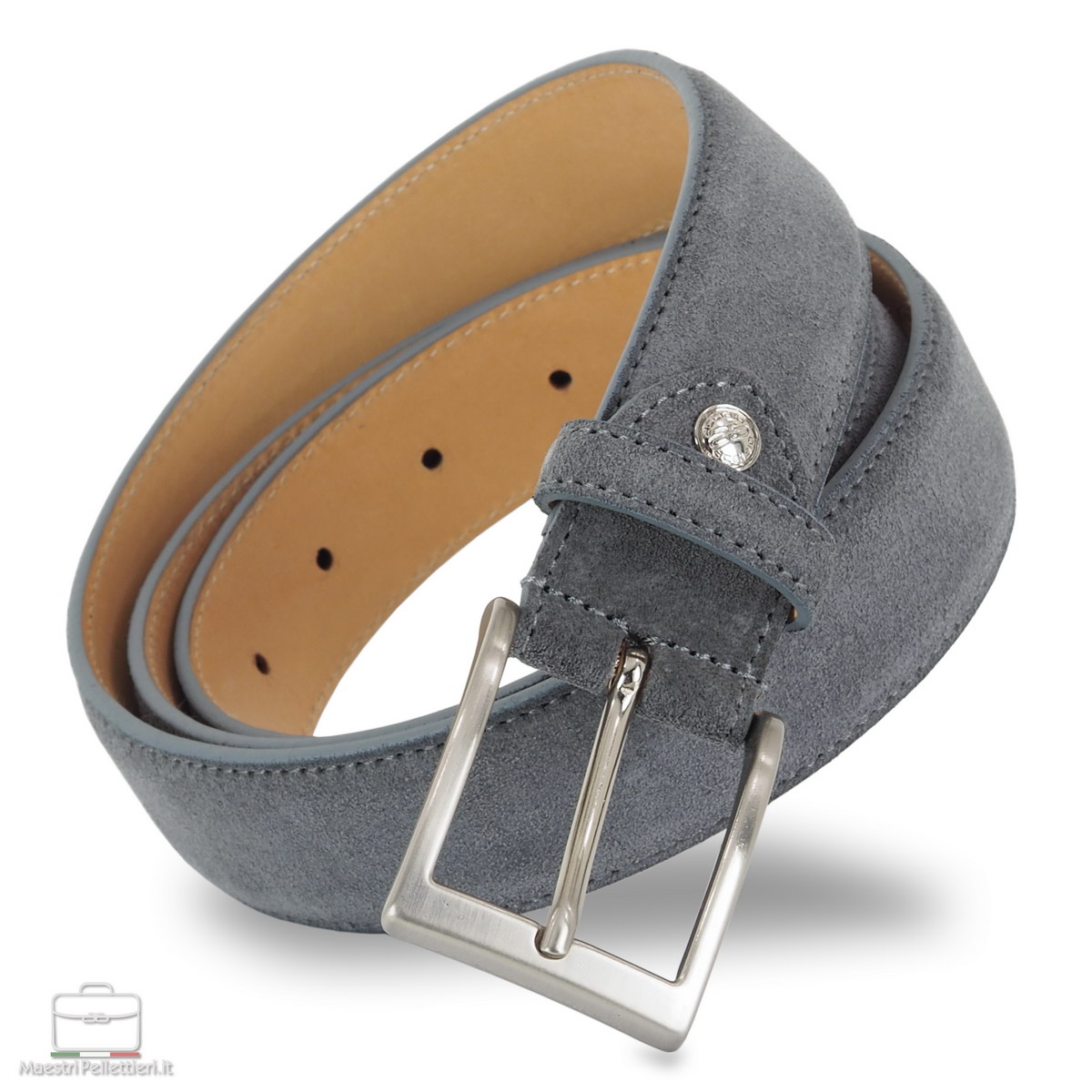 Veloursleder gürtel Grau, made in Italy