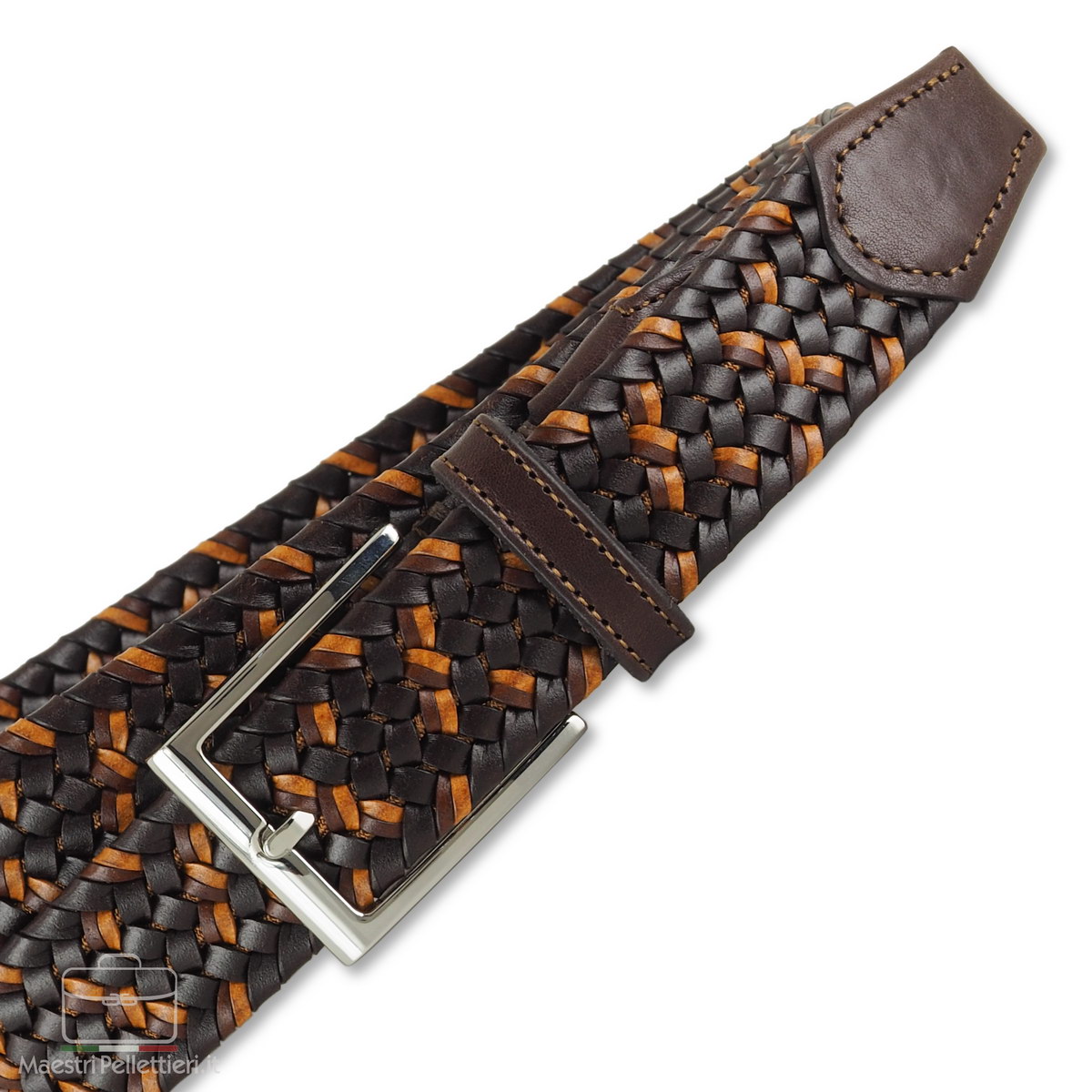 braided leather belt blue