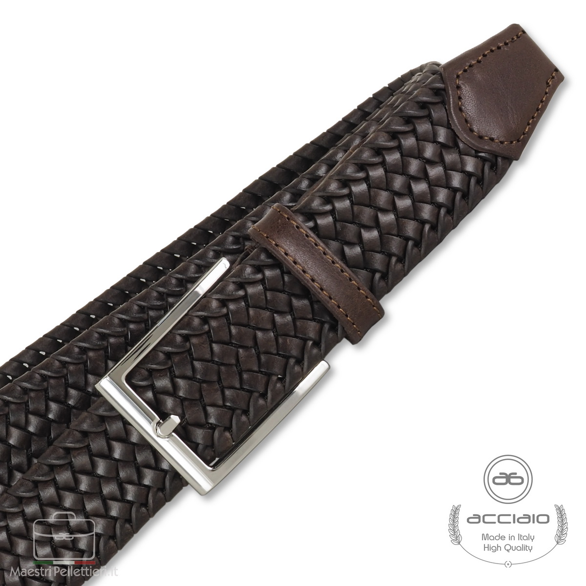 braided leather belt brown