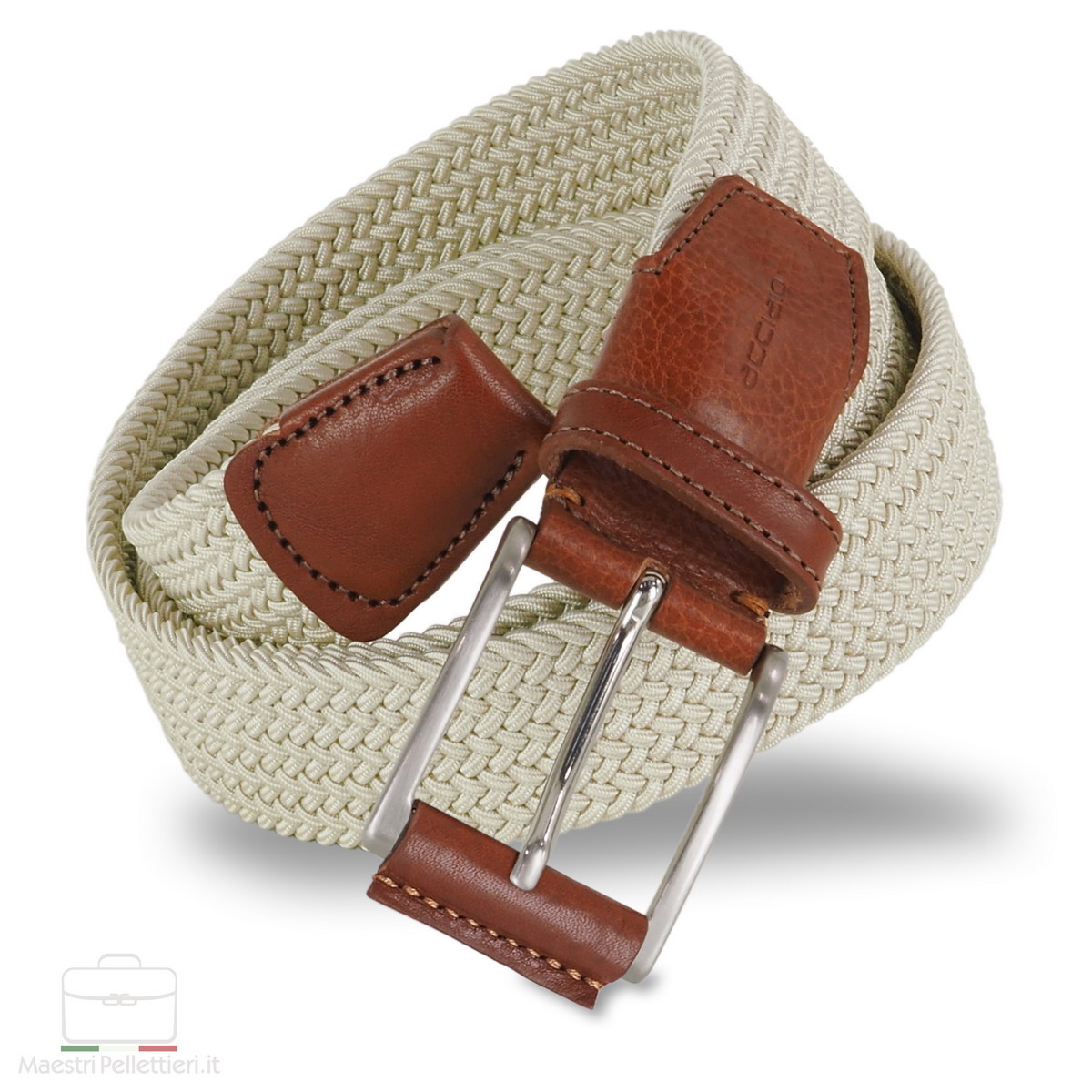 cintura elastica intrecciata beige bianco