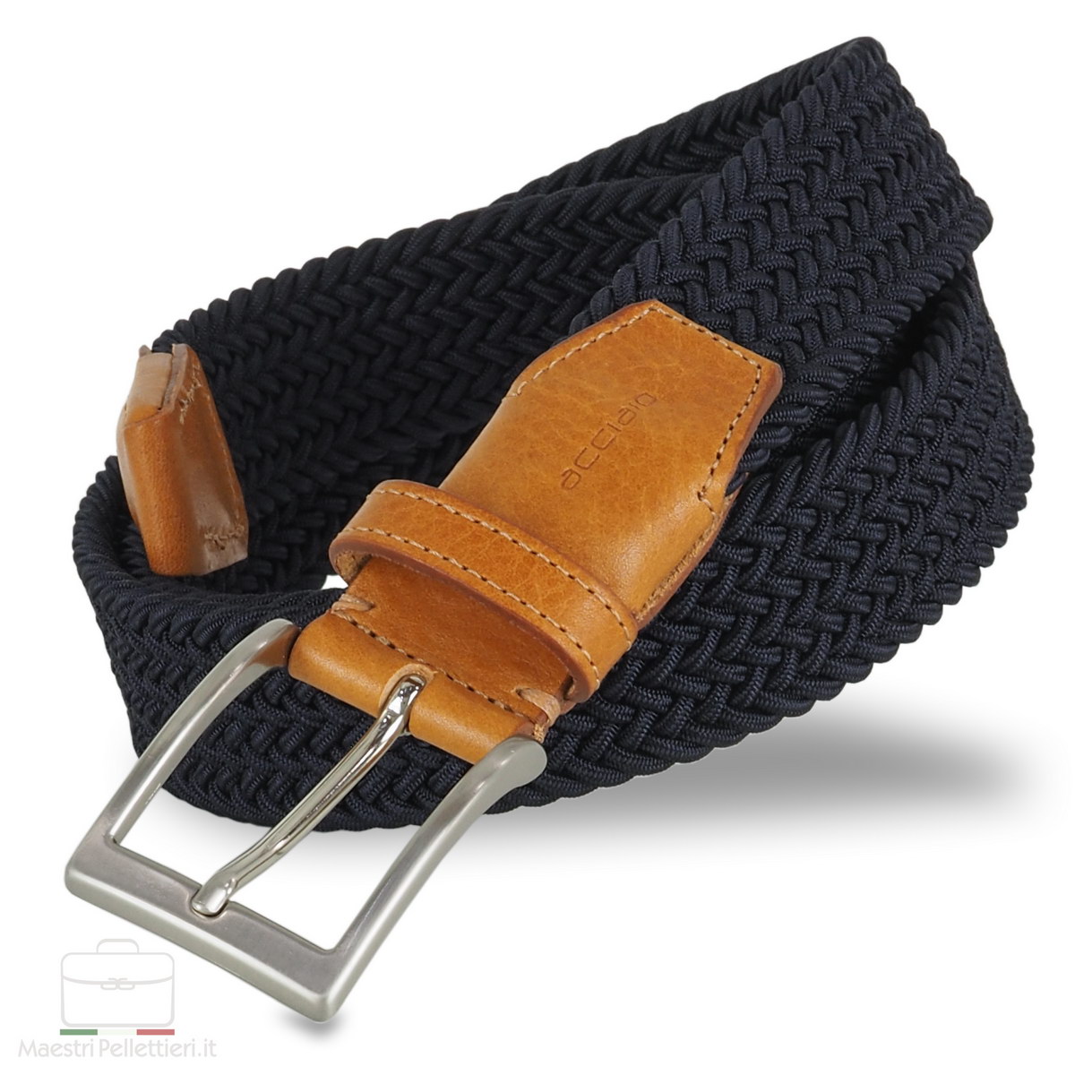 herren stretchgürtel flechtgürtel blau