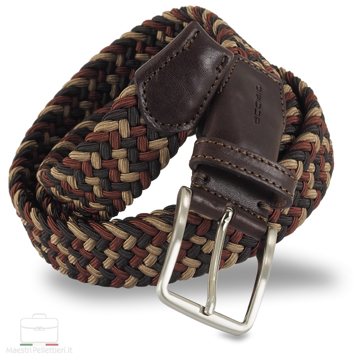 Braided Stretch belt brown multicolour