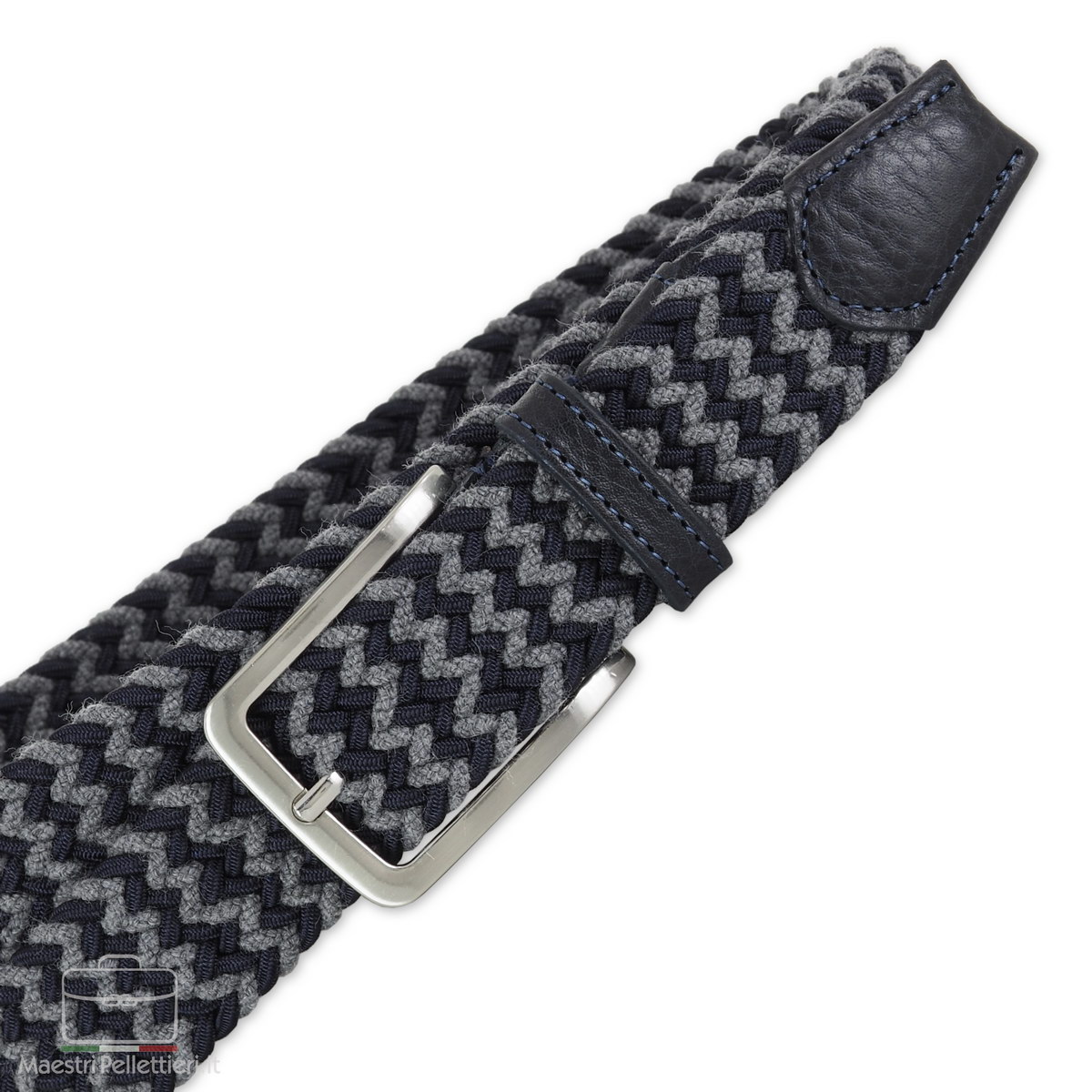 cintura elastica intrecciata lana blu