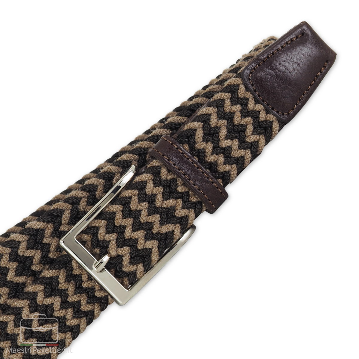 cintura elastica intrecciata lana marrone