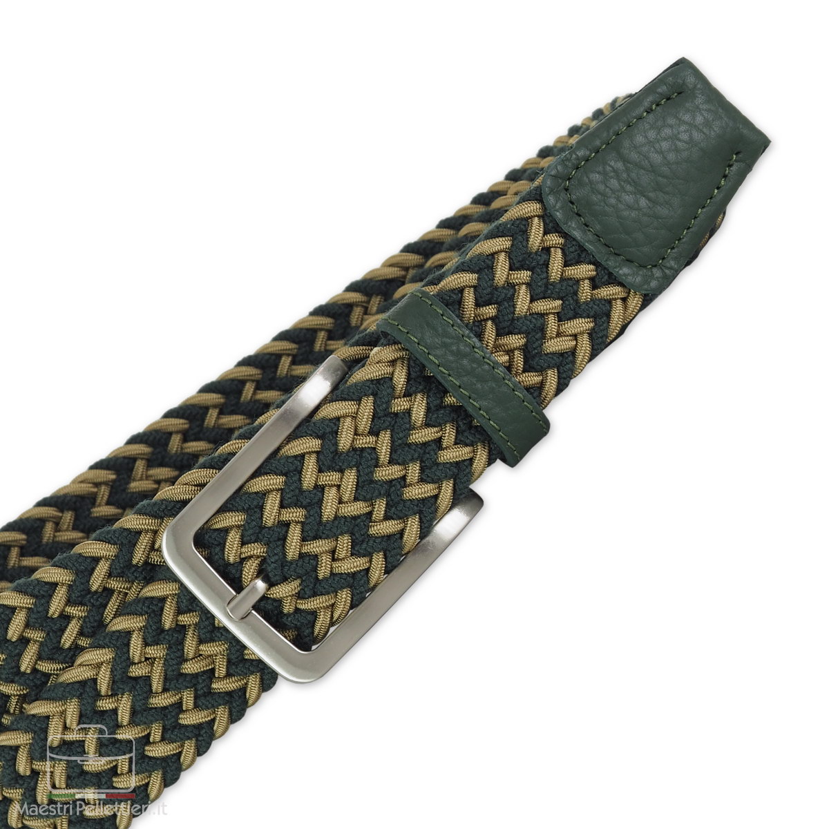 cintura elastica intrecciata lana verde