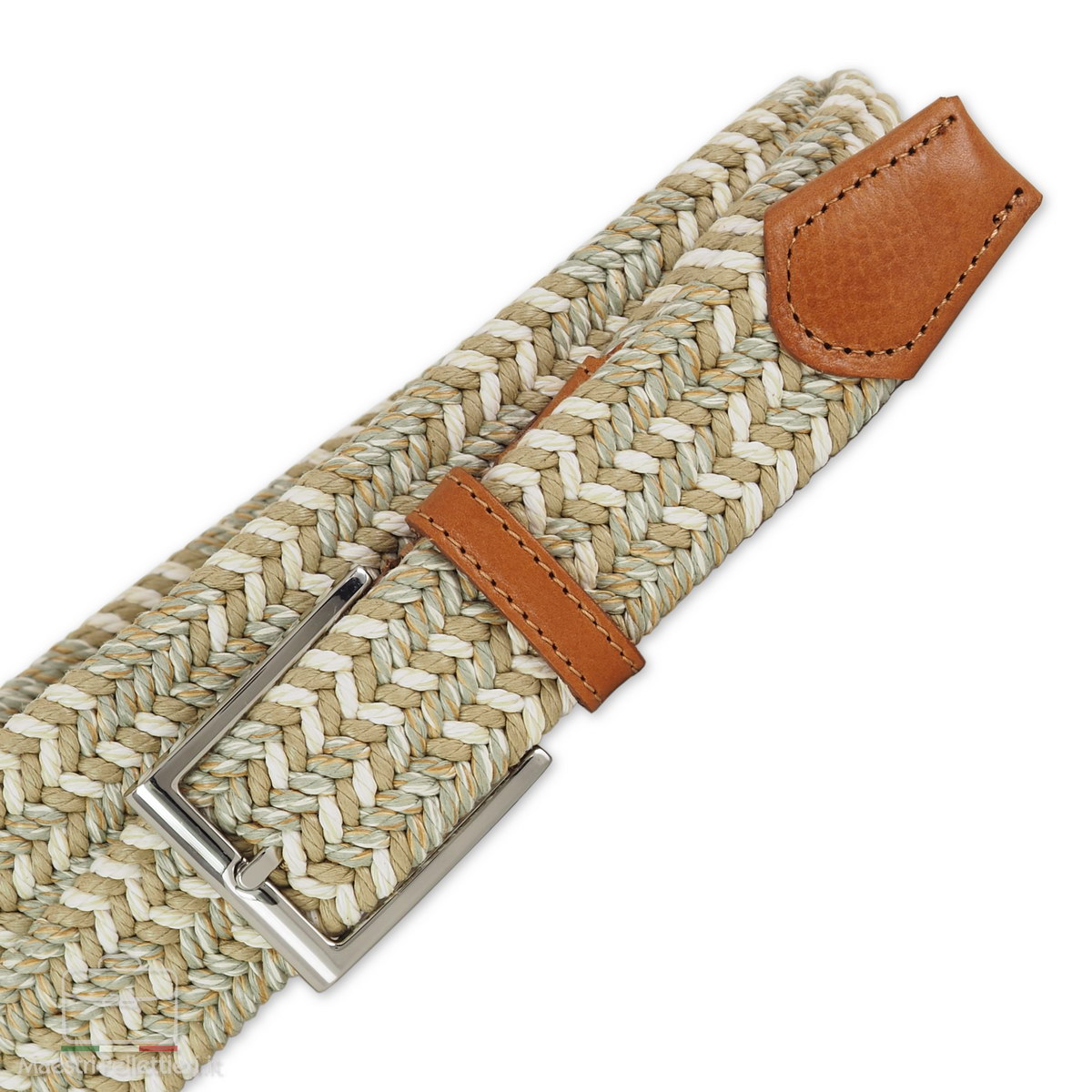 cintura intrecciata elastica corda beige