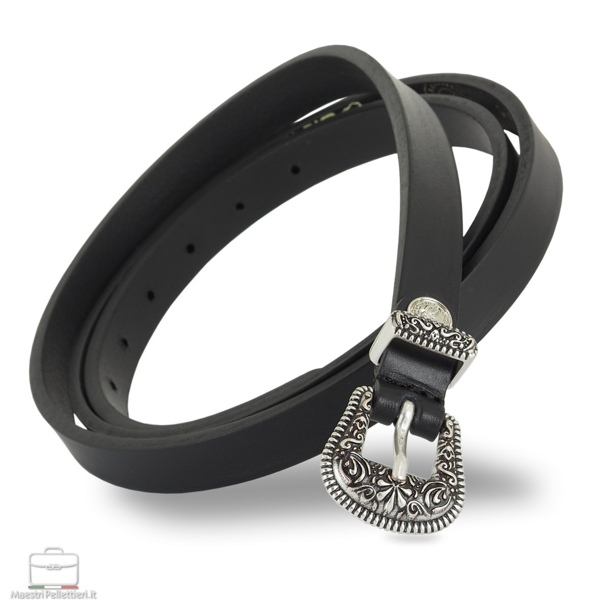 damen gürtel schmal schwarz silber schnalle