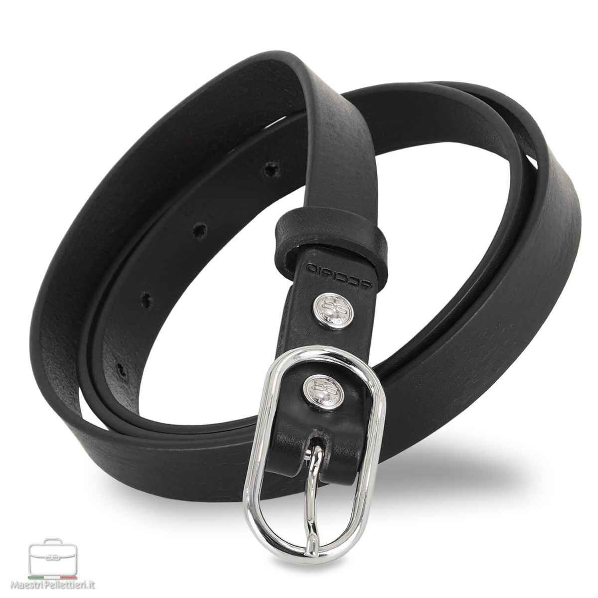 women's thin black belt