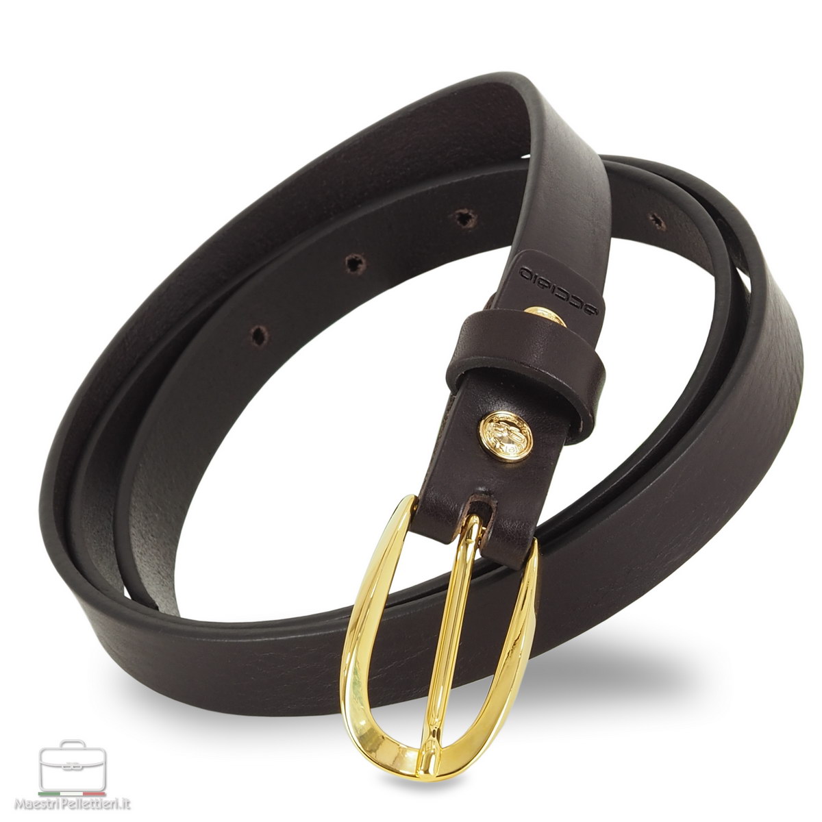 damen gürtel braun leder schmal gold schnalle