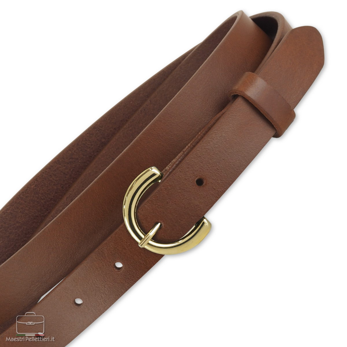 women's thin belt tan brown gold buckle