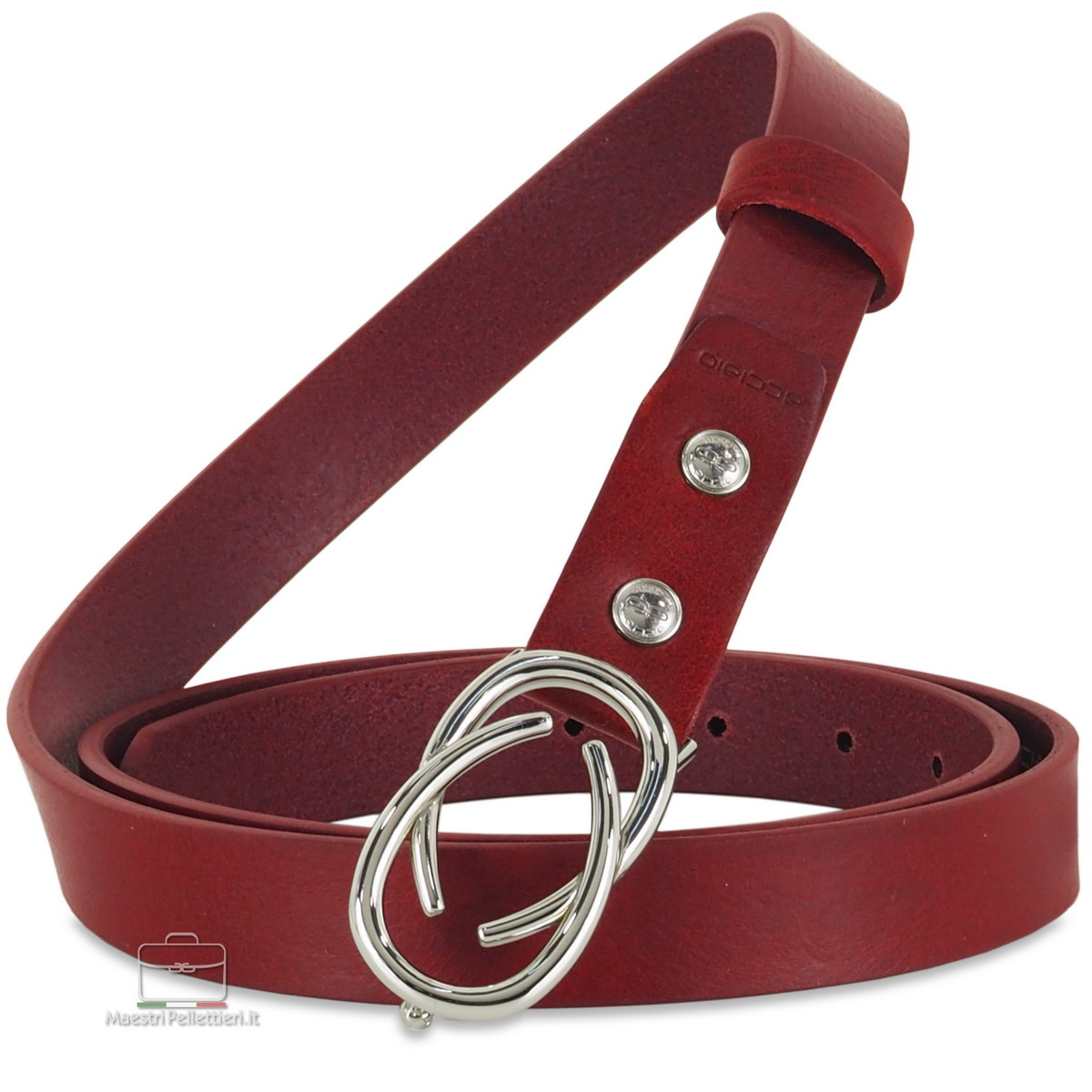 women's thin belt red leather