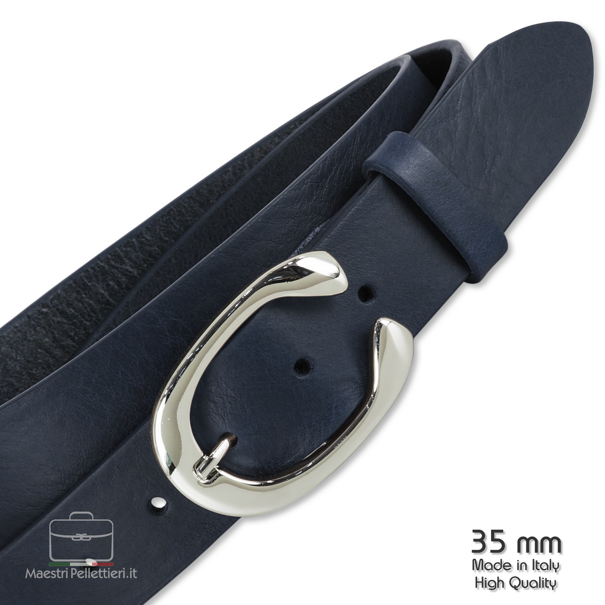 cintura da donna cuoio blu