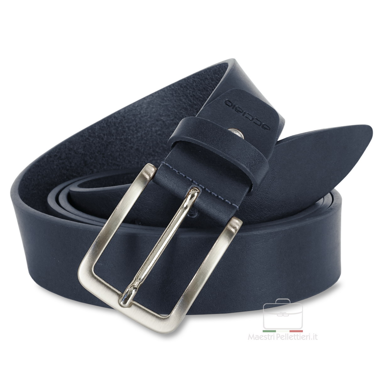 Belt in Blue leather, made in italy - Acciaio