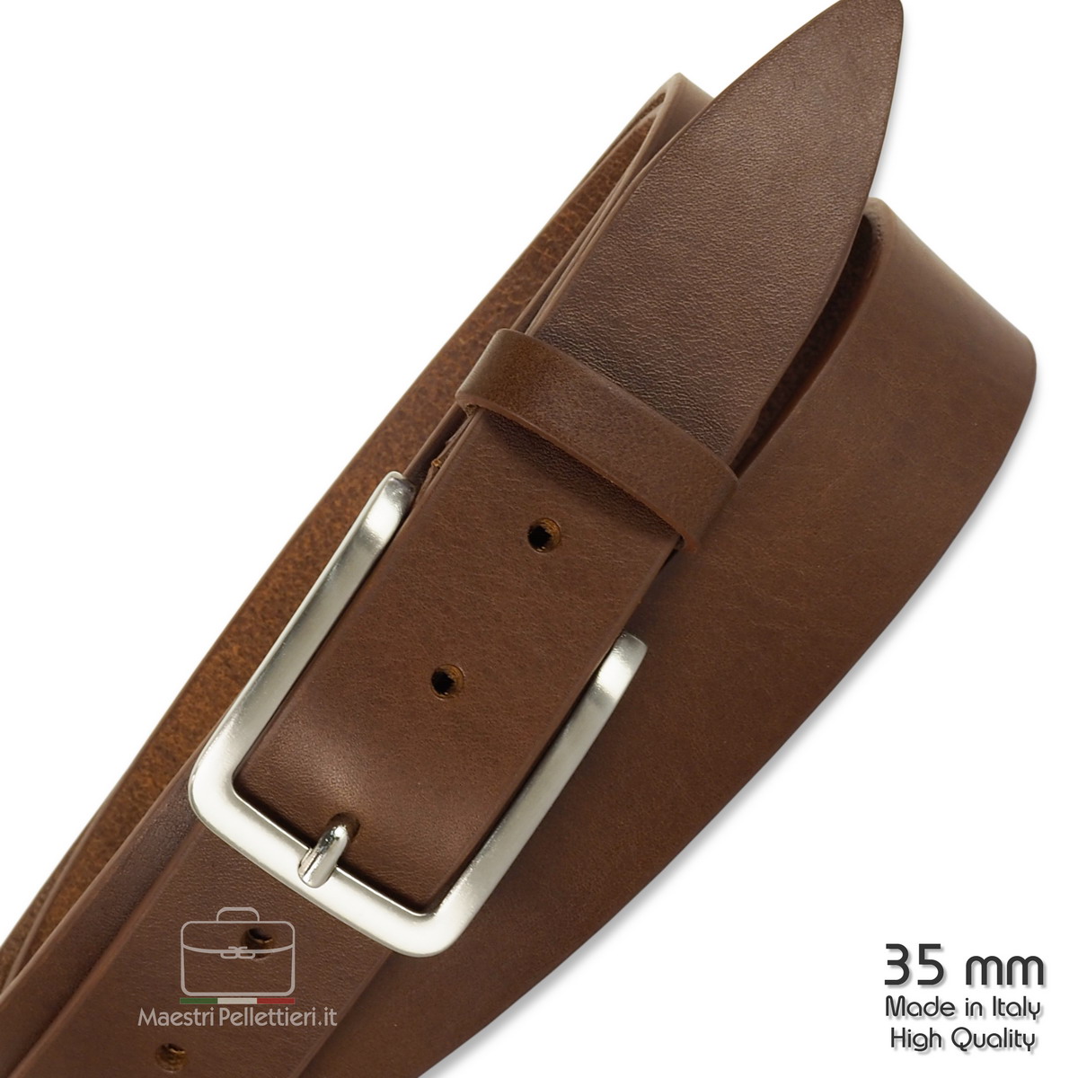 Belt extra long in brown leather