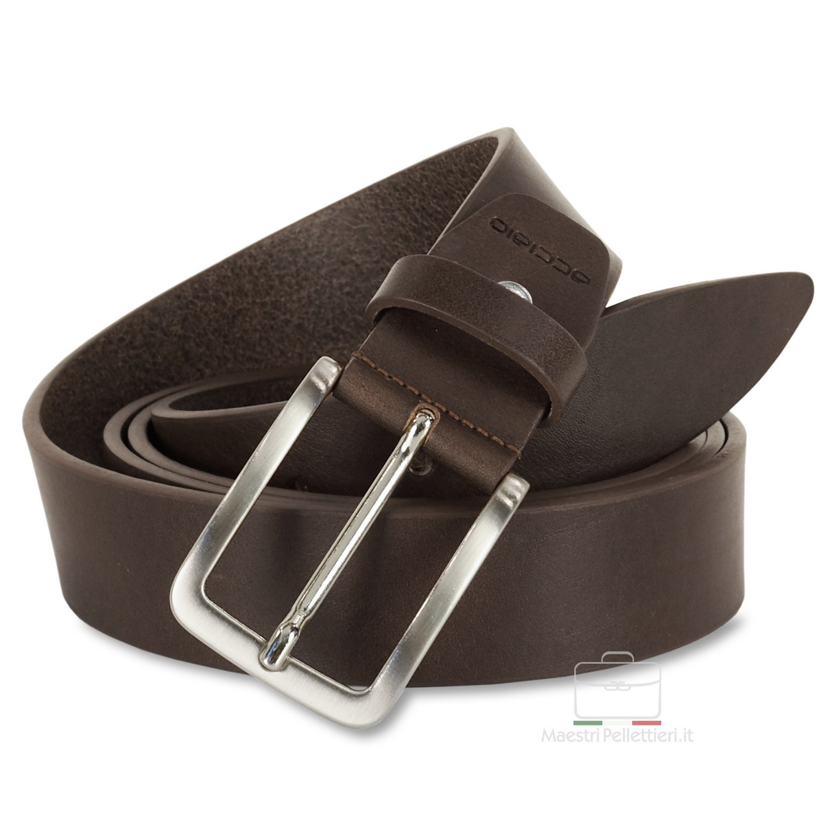 Belt in Brown leather, made in italy - Acciaio
