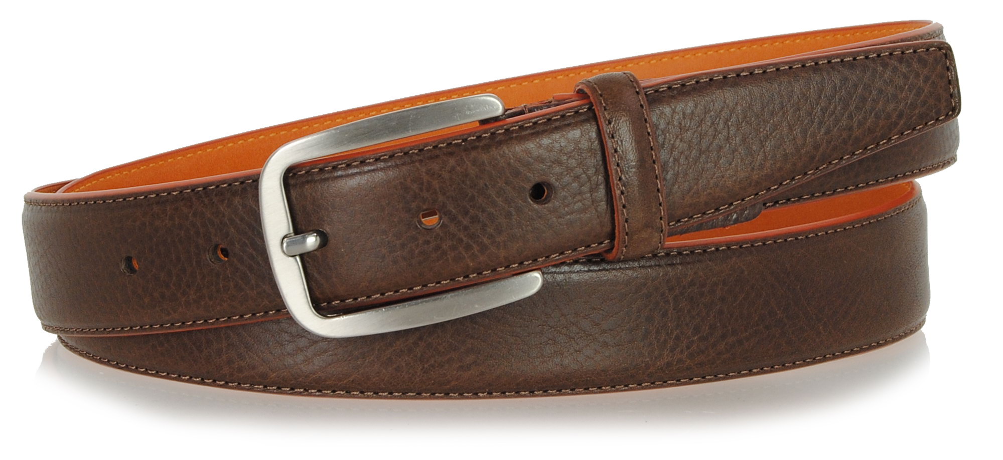 Herrengürtel braun mit kanten orange