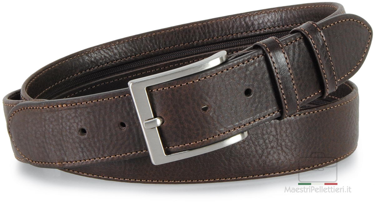 belt with zip in leather