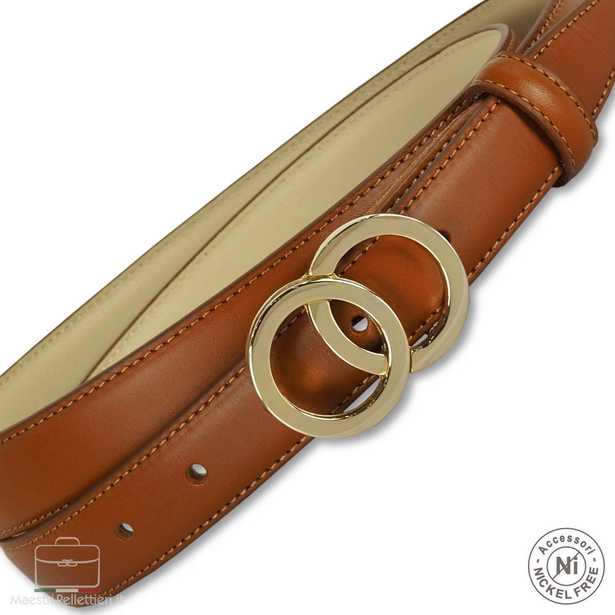 Cintura da donna in pelle PU con fibbia dorata