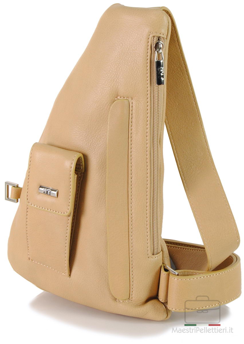 monospalla in pelle body bag beige