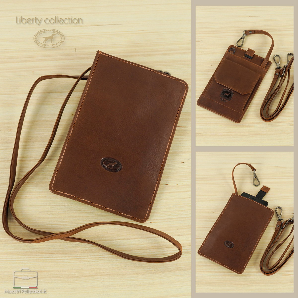 leather flat bag for mobile phone belt pouch