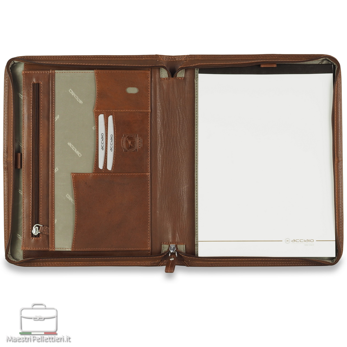 portablocco A4 con zip in pelle