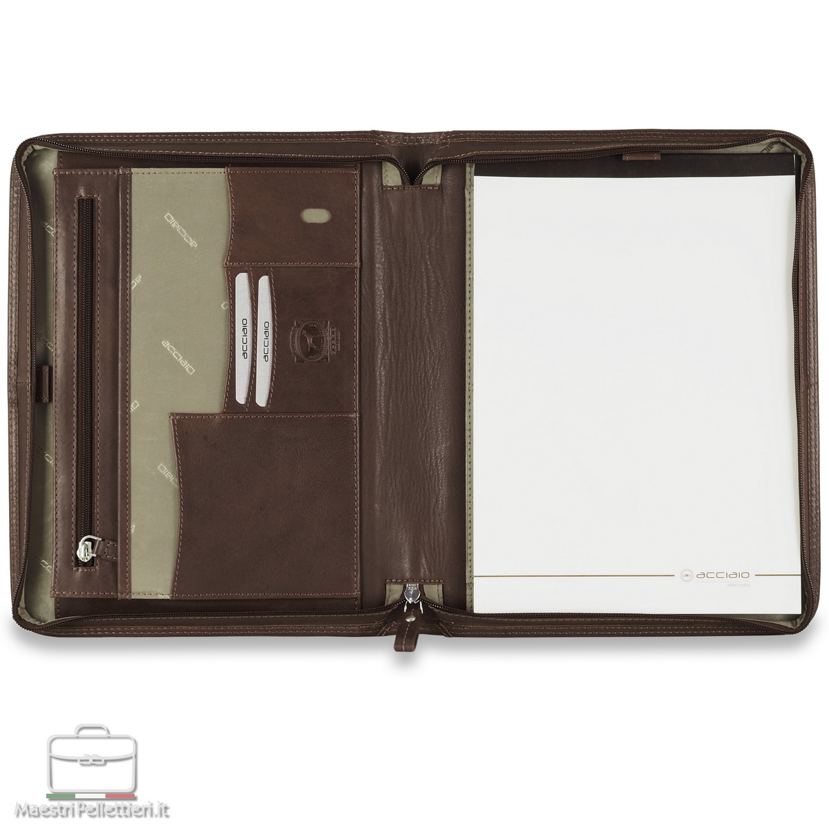 portablocco A4 con zip in pelle