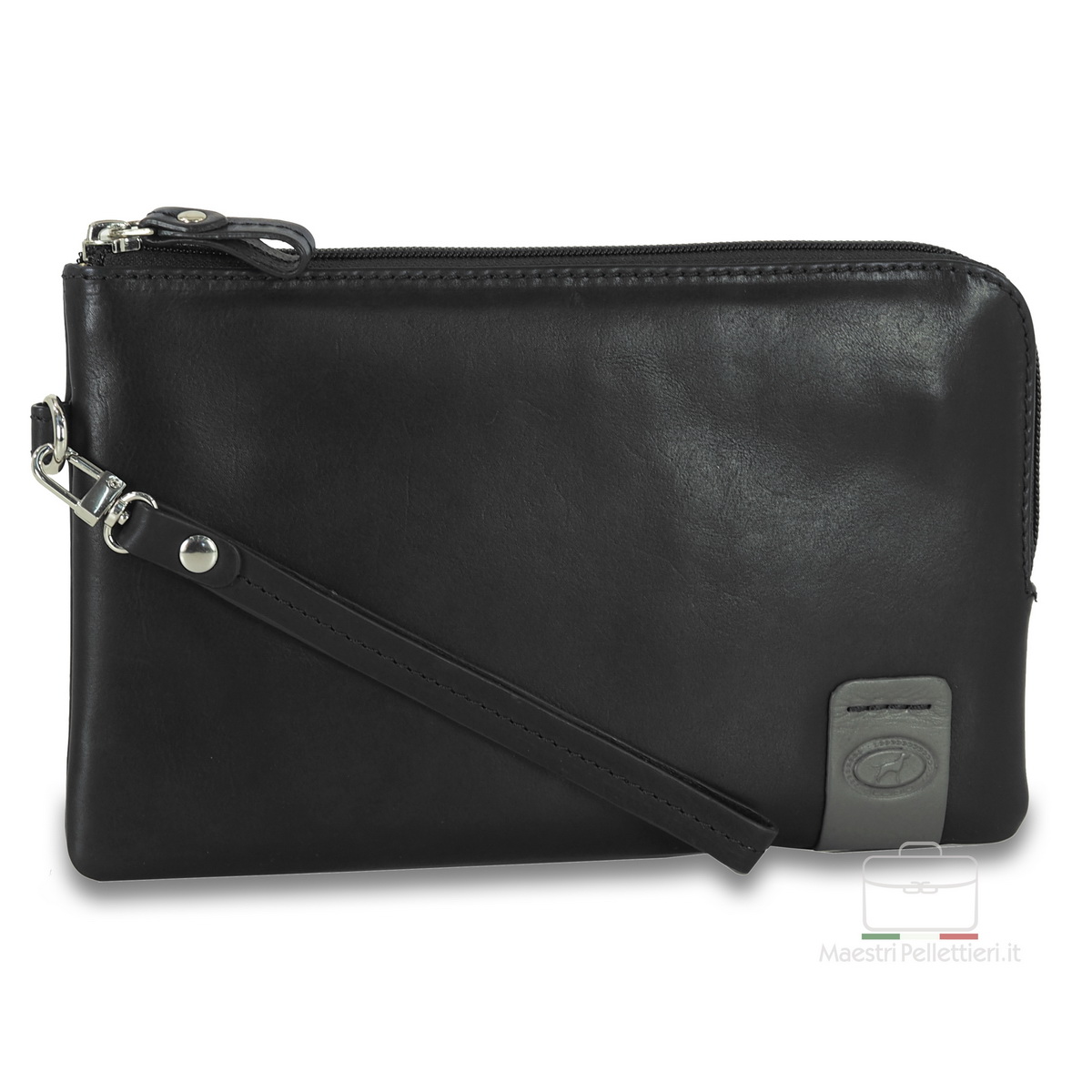 black wristlet bag