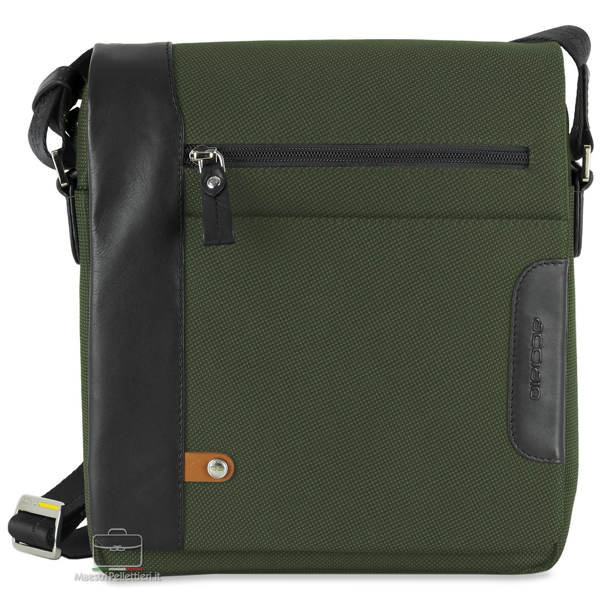 borsello uomo con patta verde